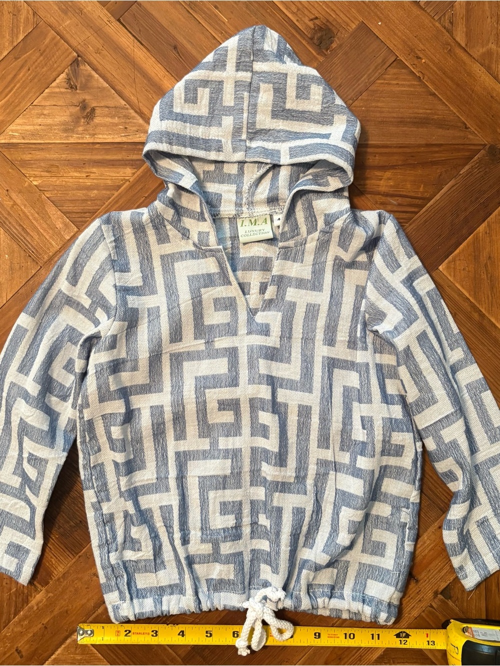 100% Cotton Made in Greece Geometric Pattern Kids Beach Hoodie